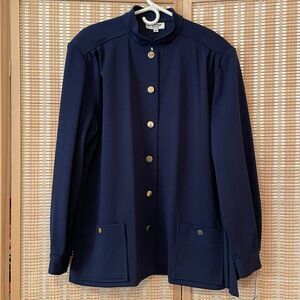 Wilroy Sport Women's size 20‎ Navy Blazer Jacket Mandarin Collar Vintage
